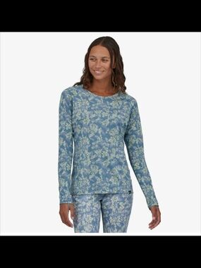 Patagonia Capilene Midweight Crew Long Sleeve Top Floral Light Plume Grey